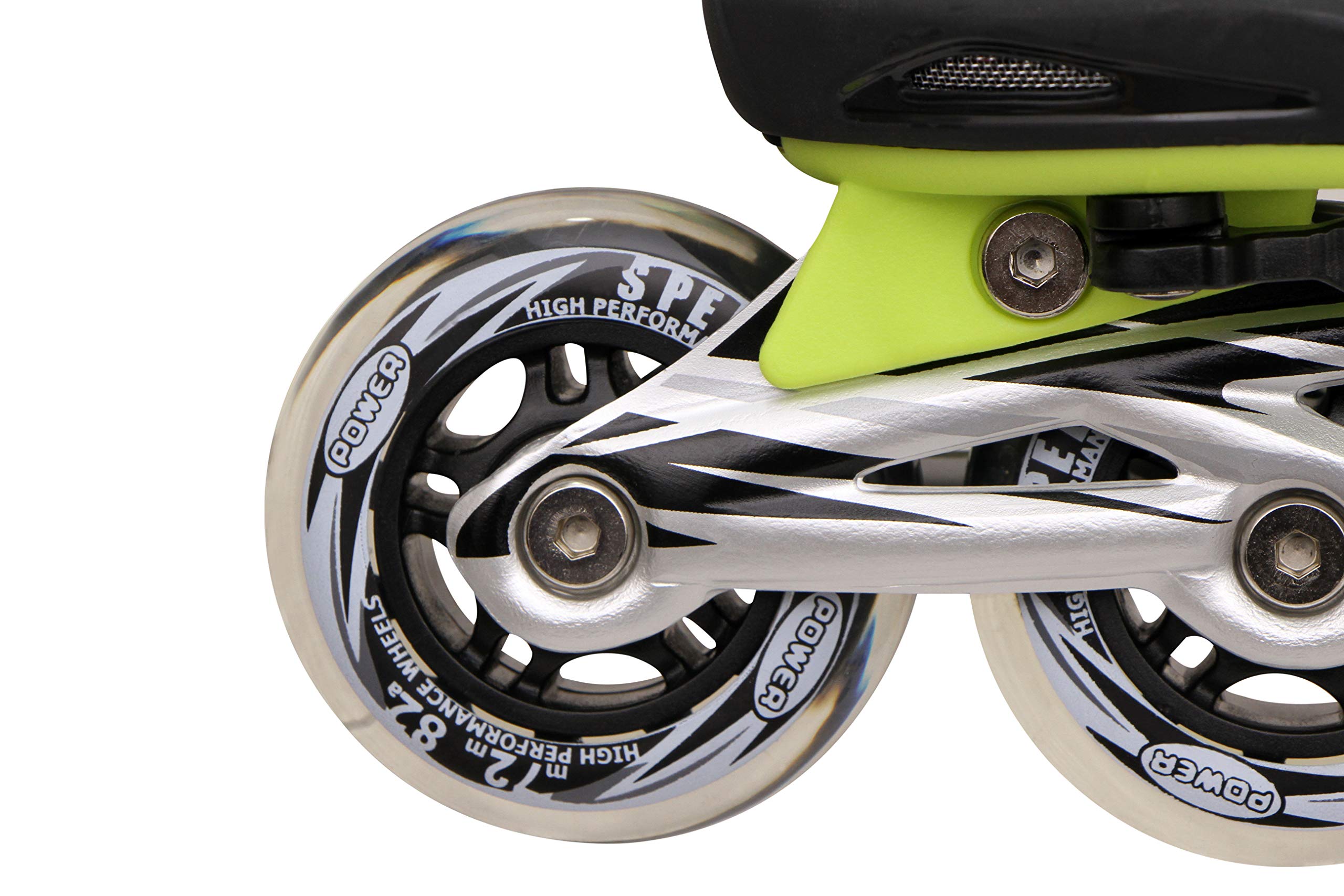 Nivia 1884 Pro Speed Plastic Inline Skates, Large (Black/Green